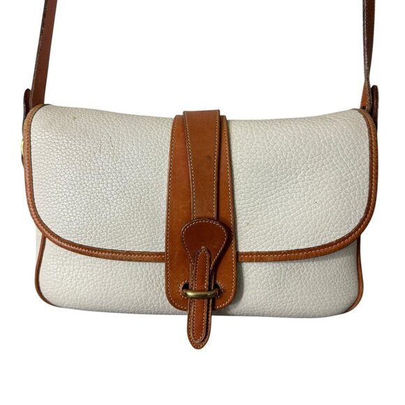 Dooney & Bourke Purse Bag Vintage Pebbled Leather Cream Brown Made in USA - Picture 2 of 13